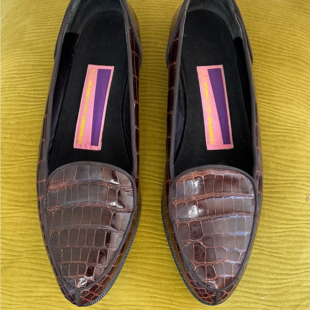 Brown Crocodile Pattern Loafers